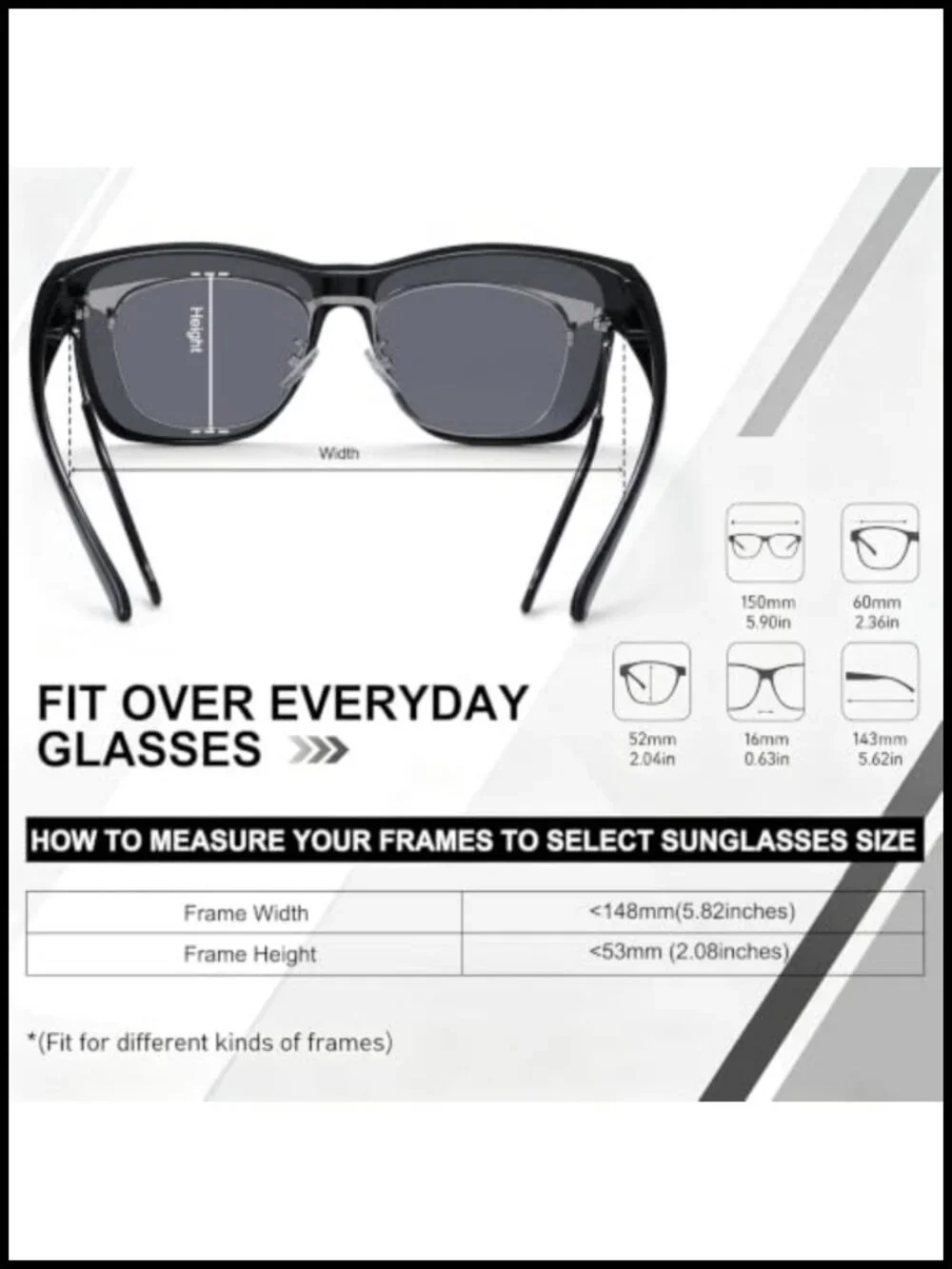 Polarized Fit Over Sunglasses for Men, Oversized Square UV400 Outdoor Driving